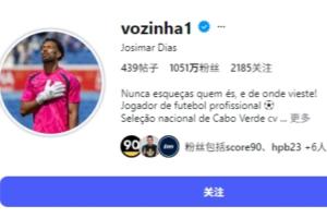 出名之后...佛得角門將社媒粉絲已破千萬，關注列表有千余名女性